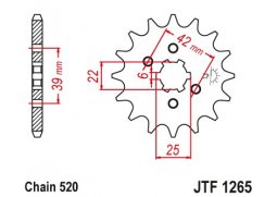 JT JTF1265.12 Přední kolečko (pastorek), 12 zubů, 520