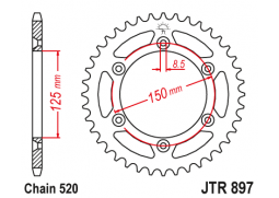JT JTR897.51SC Zadní kolečko (rozeta), 51 zubů, 520