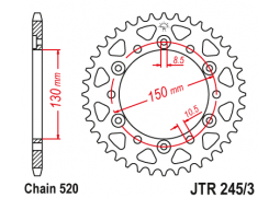 JT JTR245-3.45 Zadní kolečko (rozeta), 45 zubů,
