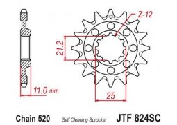 JT JTF824.14SC Přední kolečko (pastorek), 14 zubů, 520 HUSQVARNA CR/WR/TC/TE 125/250/300/310/410/510/610