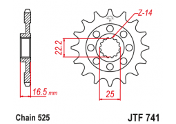 JT JTF741.15RB Přední kolečko (pastorek), 15 zubů, 525 DUCATI 749 03-06