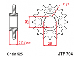 JT JTF704.17RB Přední kolečko (pastorek), 17 zubů, 525 BMW F 650/700/800 GS