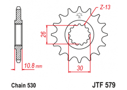 JT JTF579.16RB Přední kolečko (pastorek), 16 zubů, 530 YAMAHA R1 98-03, FZS 1000 01-05