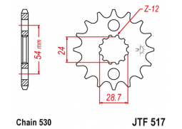 JT JTF517.17RB Přední kolečko (pastorek), 17 zubů, 530 KAWASAKI ZZR 1200/1400