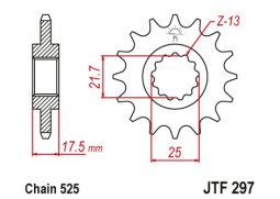 JT JTF297.15RB Přední kolečko (pastorek), 15 zubů, 525 HONDA CB 500 94-03, CBF 500 04-08