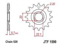 JT JTF1590.14SC Přední kolečko (pastorek), 14 zubů, 520 YAMAHA YZF 250 01-16