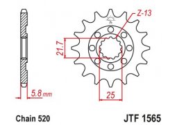 JT JTF1565.14SC Přední kolečko (pastorek), 14 zubů, 520