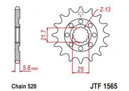 JT JTF1565.13SC Přední kolečko (pastorek), 13 zubů, 520