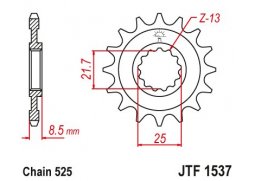 JT JTF1537.15RB Přední kolečko (pastorek), 15 zubů, 525 KAWASAKI Z 1000 07-16