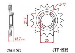 JT JTF1535.15RB Přední kolečko (pastorek), 15 zubů, 630 KAWASAKI ZX6R 98-02