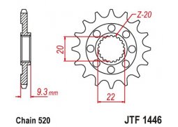 JT JTF1446.13SC Přední kolečko (pastorek), 13 zubů, 520 KAWASAKI KXF 250 06-17