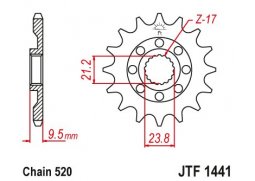 JT JTF1441.14SC Přední kolečko (pastorek), 14 zubů, 520 SUZUKI RMZ 450 08-12