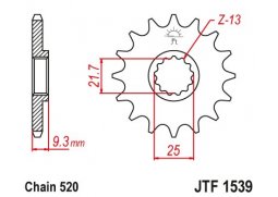 JT JTF1539.14RB Přední kolečko (pastorek), 14 zubů, 520