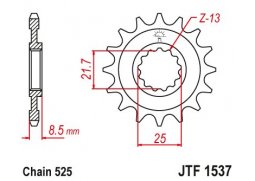 JT JTF1537.16RB Přední kolečko (pastorek), 16 zubů, 525 KAWASAKI ZX10R 04-16