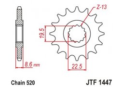 JT JTF1447.14RB Přední kolečko (pastorek), 14 zubů,