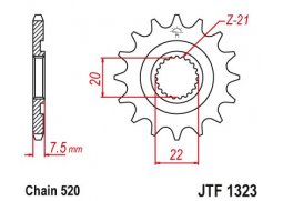 JT JTF1323.14SC Přední kolečko (pastorek), 14 zubů, 520