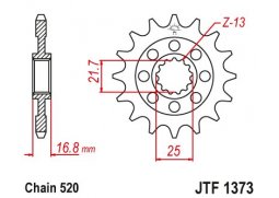 JT JTF1373.17RB Přední kolečko (pastorek), 17 zubů, 520