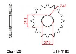 JT JTF1185.17RB Přední kolečko (pastorek), 17 zubů,