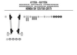 Kappa A1155AK montážní sada pro 1117AK pro HONDA SH 125i 150i (17-19) HONDA SH 125 rok 17-20