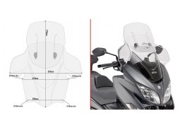 Kappa KAF3115 Airstream přední plexi, čiré. maximální výška 77 cm (12 cm nástavec) šířka 67 cm pro SUZUKI Burgman 400 (17-19) SUZUKI AN 400 BURGMAN rok 17-20