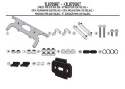 Kappa KTL8705KIT montážní kit pro upevnění KS250 Tool Box on KLR6413 BENELLI TRK502 (17-19), BENELLI TRK502 X (18-19), KAWASAKI Versys 1000 / Versys 1000 SE -19, TRIUMPH Tiger 800 XC / 800 XR (18-19) KAWASAKI KLE 1000 VERSYS rok 19-20