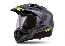 Cassida Tour 1.1 Spectre enduro přilba šedá světle šedá žlutá fluo černá, plexi s přípravou pro Pinlock