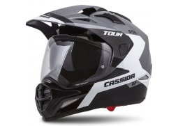 Cassida Tour 1.1 Spectre enduro přilba šedá bílá černá, plexi s přípravou pro Pinlock