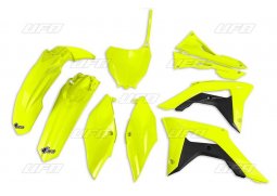 UFO kompletní plasty HONDA CRF 250R 18-19, CRF 450R 17-19 s krytem vzduchového filtru, barva žlutá fluo HONDA CRF250R rok 18-19