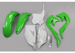 UFO kompletní plasty KAWASAKI KXF 450 19, barva OEM (bílá zelená černá) KAWASAKI KX450F rok 2019