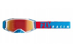 FLY RACING brýle ZONE PRO 2019 červené/bílá/modrá, modré chrom plexi MX brýle na motokros