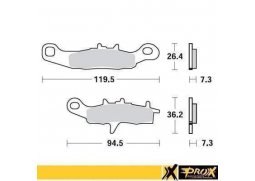 PROX brzdové destičky KH258 / KH349 KAWASAKI KX 80/85/100 97-20, SUZUKI RM 85 05-20 přední, KAWASAKI KFX 450R 08-14, KVF 650 BRUTE FORCE 05-13 přední pravý