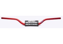 RENTHAL řídítka 1,1/8 CALA 28,6mm MX FATBAR RED CR HIGH/RICKY JOHNSON, barva červená s protektorem