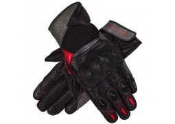 Rebelhorn FLUX II LADY černé šedé fluo červené dámské kožené rukavice na motorku
