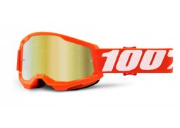 100% MX brýle STRATA 2 dětské brýle Orange, zrcadlové zlaté plexi
