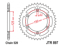 JT JTR897.42SC Zadní kolečko (rozeta), 42 zubů, 520 KTM SX/EXC