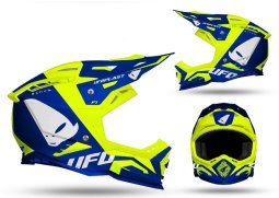 UFO 2023 helma na motokros ECHUS barva fluo žlutá / modrá / bílá