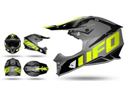 UFO 2023 helma na motokros ECHUS barva černá / šedá / žlutá