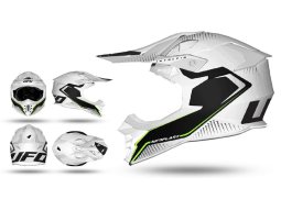 UFO 2023 helma na motokros INTERPID barva bílá / černá / fluo zelená