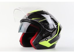 MAXX HELMETS - OF 878 Skútrová helma s plexi a sluneční clonou - černo/zelená reflexní