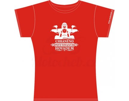 Dámské tričko Chráněno potetovaným hovadem, červené