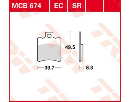 TRW MCB674 zadní organické brzdové destičky na motorku ITALJET FORMULA 125 rok 94-96