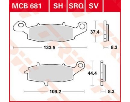 TRW MCB681 (pravý přední kotouč) přední organické brzdové destičky na motorku KAWASAKI ZR-7S 750 (ZR 750 H) rok 2001