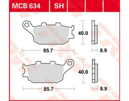 TRW MCB634 zadní organické brzdové destičky na motorku YAMAHA FZ1 1000 FAZER rok 06-14