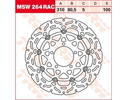 TRW MSW264RAC brzdový kotouč, přední KAWASAKI GTR 1400 rok 07-14