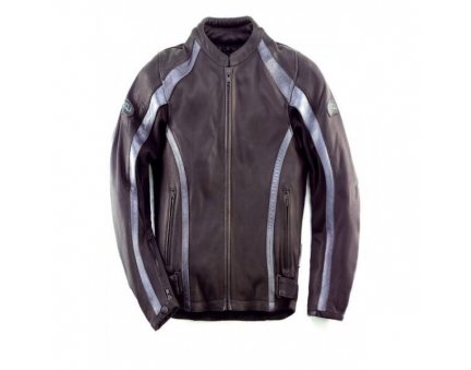SQ HIGHWAY pánská kožená bunda na motorku, černo-stříbrná