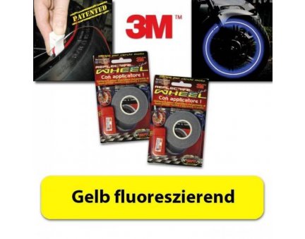 3M proužky na ráfky kola reflexní žlutá fluorescentní, 5mm, 6 metrů včetně adaptéru, až na 18´´ kola