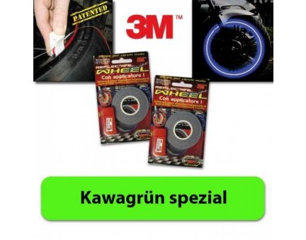 Proužky na ráfky kola, Kawasaki zelené speciál, 5mm, 7 metrů včetně adaptéru, na 19-21 kola