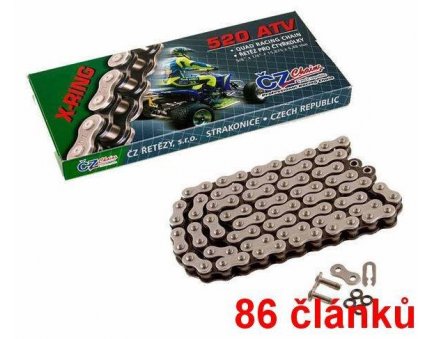 ČZ řetěz 520ATV barva černá, 86 článků včetně rozpojovací spojky CLIP