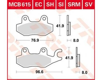 TRW MCB615SH sintrované zadní brzdové destičky na motorku