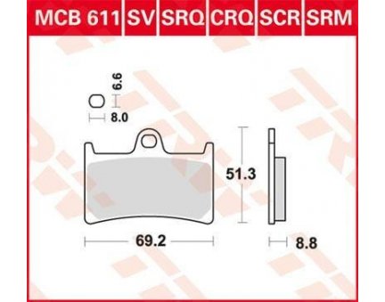 TRW MCB611SV sintrované přední brzdové destičky na motorku